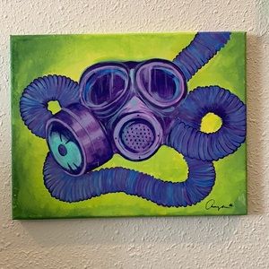 Gas Mask 11x14 acrylic original artwork painting